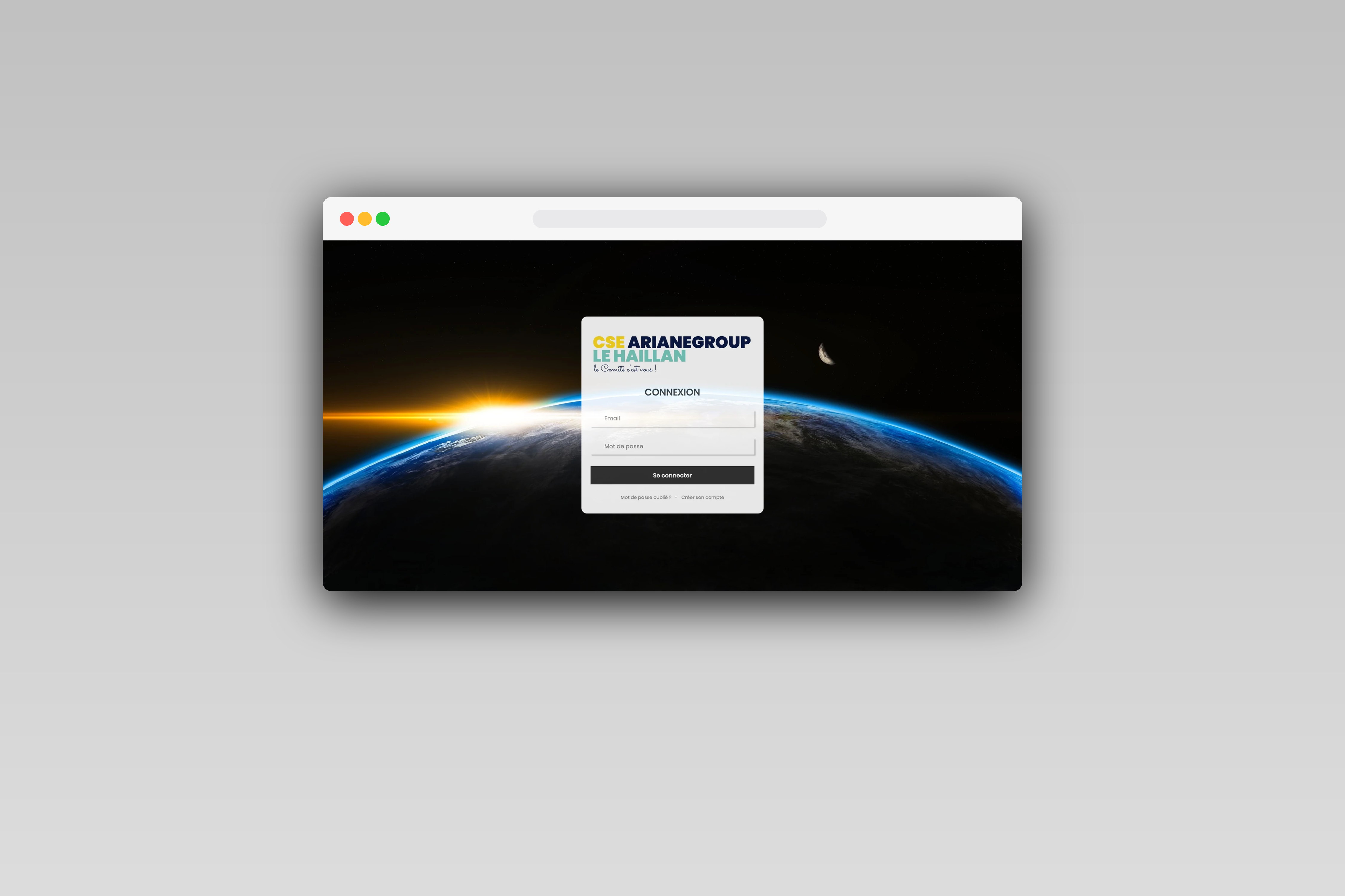 Écran de connexion du portail CSE Ariane Group