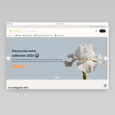 Site e-commerce Iris en Périgord — boutique de 1 224 variétés d'iris