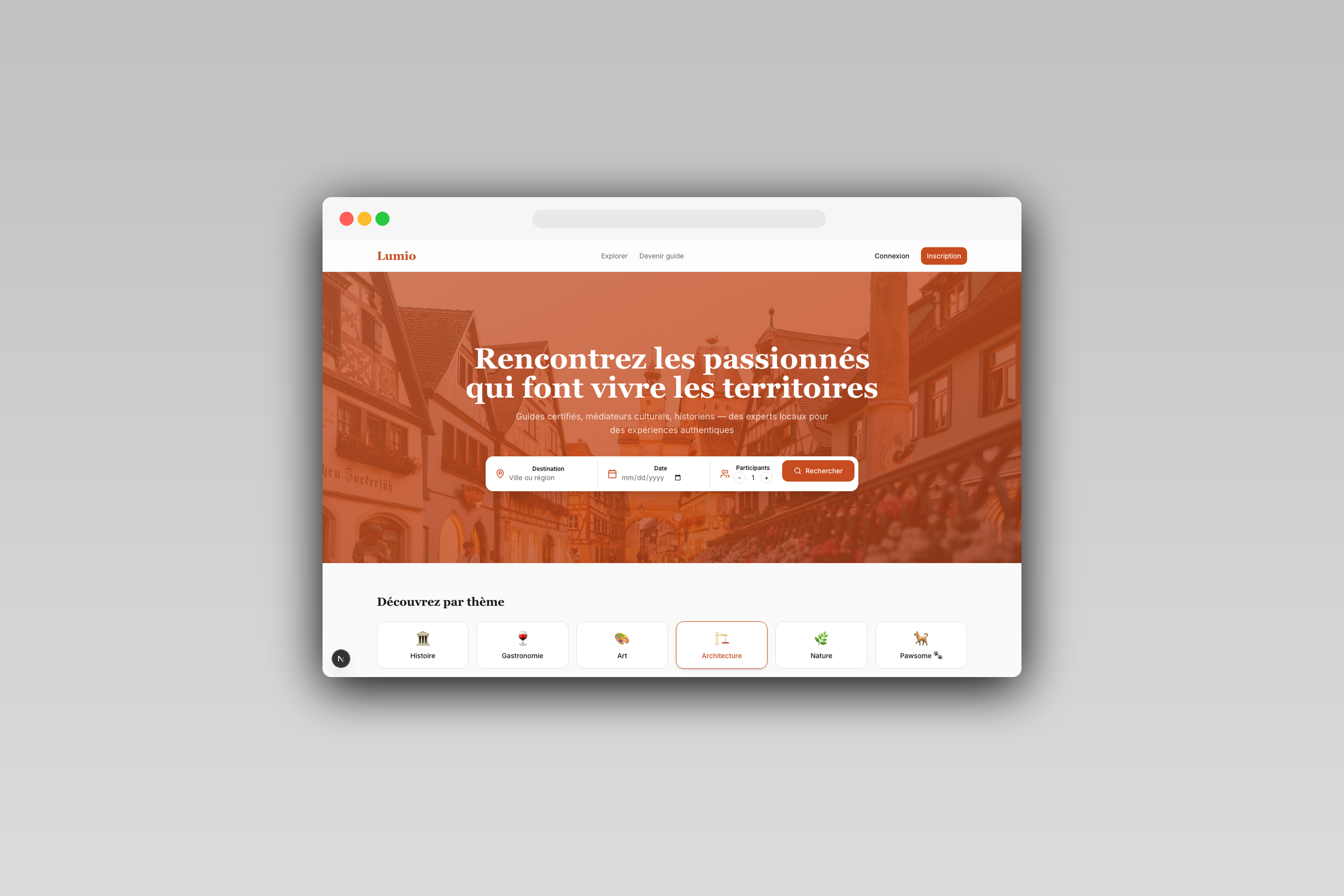 Page d'accueil de la marketplace Lumio