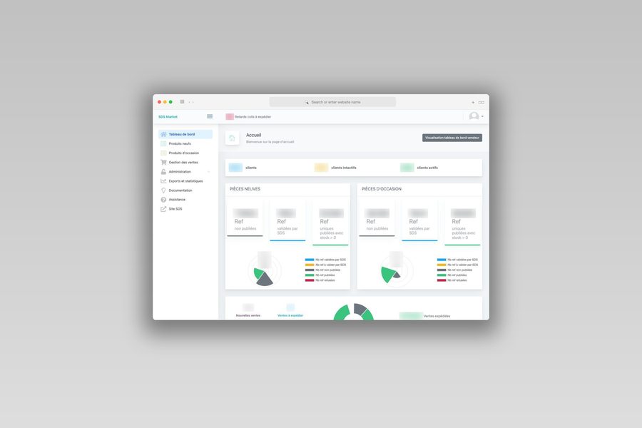 SDS Market — marketplace B2B de pièces détachées, catalogue et suivi des ventes